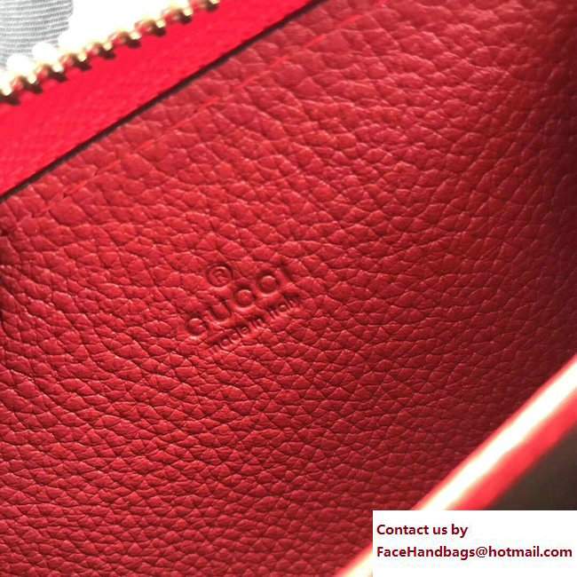Gucci Print Leather Vintage Logo Zip Around Card Case 496319 Red 2017 - Click Image to Close
