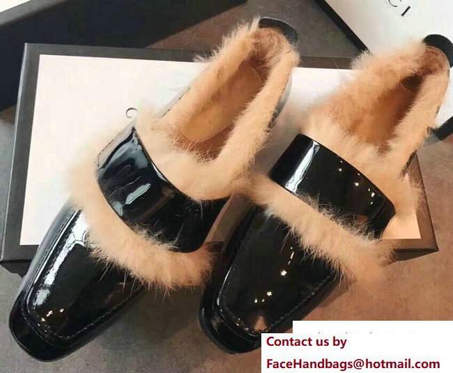 Gucci Rabbit Fur Patent Loafers Black 2017 - Click Image to Close
