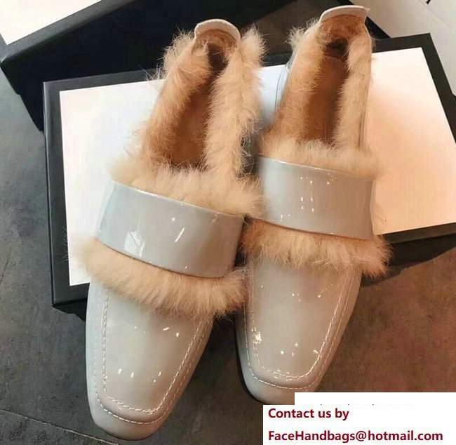 Gucci Rabbit Fur Patent Loafers Gray 2017 - Click Image to Close