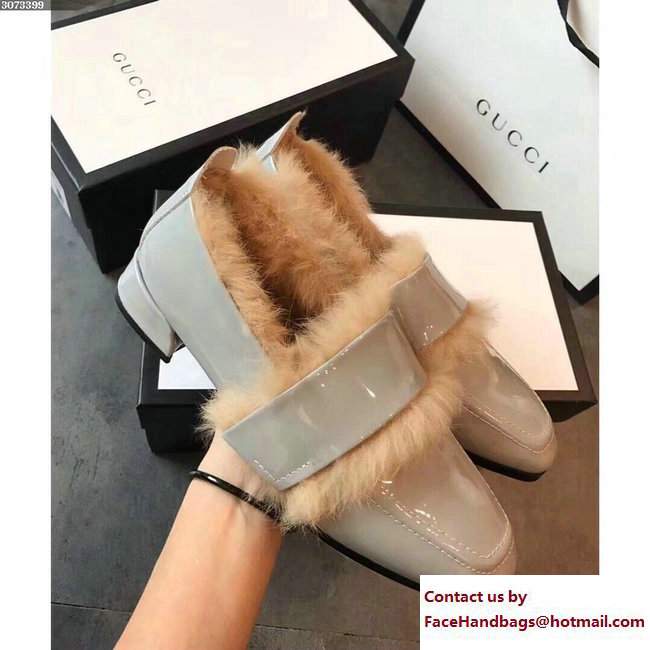 Gucci Rabbit Fur Patent Loafers Gray 2017 - Click Image to Close