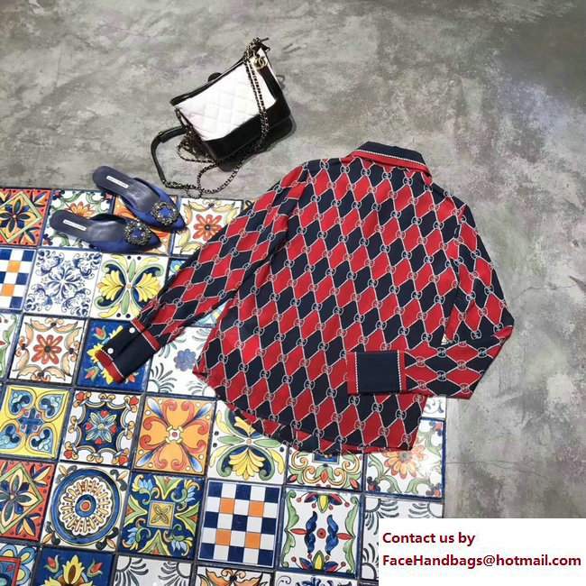 Gucci Rhombus Print Silk Shirt 489859 2018
