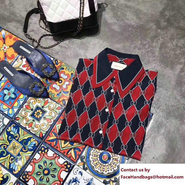 Gucci Rhombus Print Silk Shirt 489859 2018