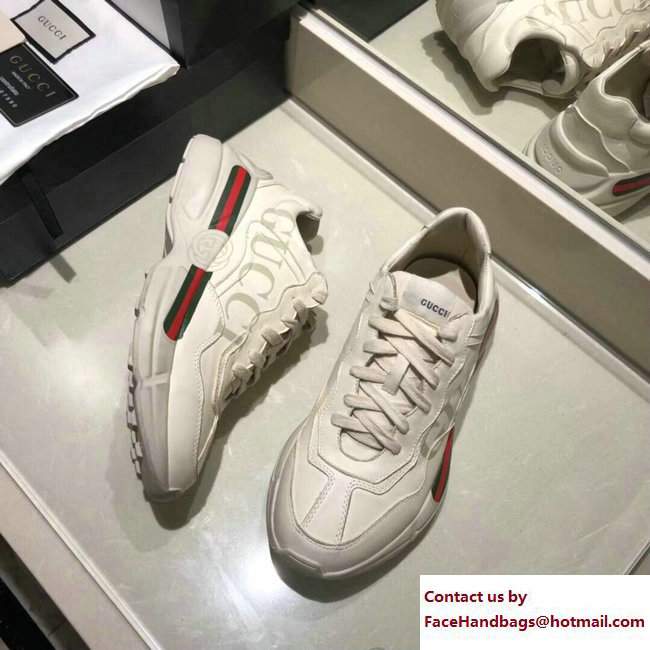 Gucci Rhyton Gucci Logo Leather Sneakers 500877 2018 - Click Image to Close