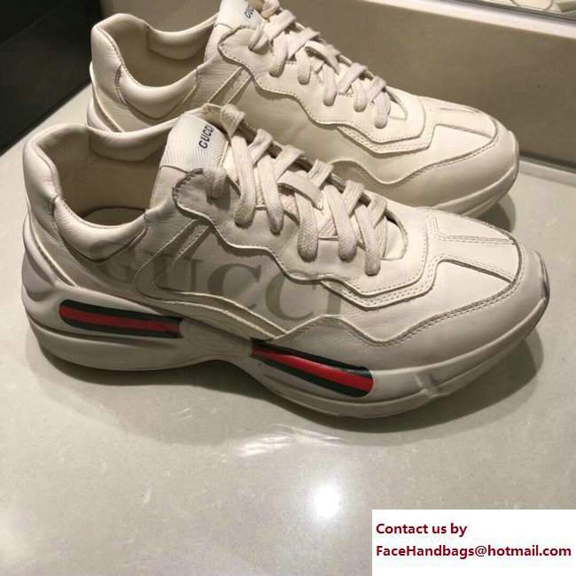 Gucci Rhyton Gucci Logo Leather Sneakers 500877 2018 - Click Image to Close