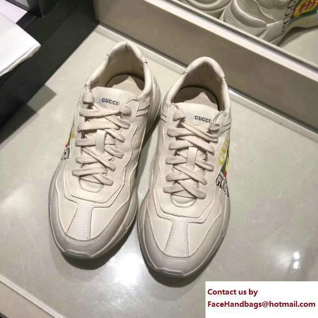 Gucci Rhyton Gucci Logo Leather Sneakers 500878 2018 - Click Image to Close