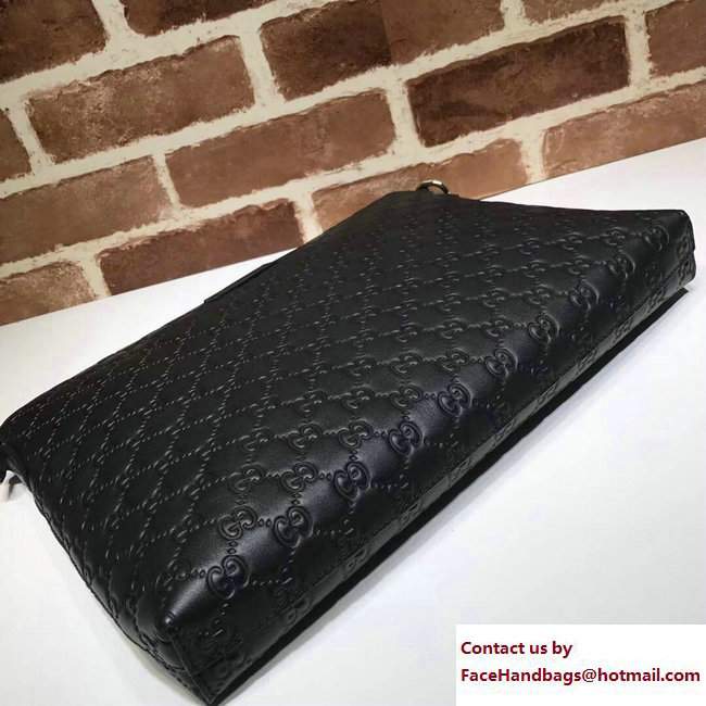 Gucci Signature Leather Soft Men's Messenger Bag 473882 Black - Click Image to Close