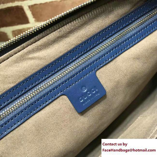 Gucci Signature Leather Soft Men's Messenger Bag 473882 Blue