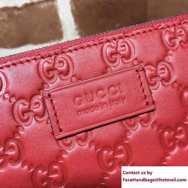 Gucci Signature Leather Soft Men's Pouch Clutch Bag 473881 Red - Click Image to Close