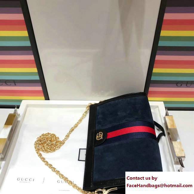 Gucci Structured Shape Ophidia GG Small Shoulder Bag 503877 Suede Dark Blue 2017 - Click Image to Close