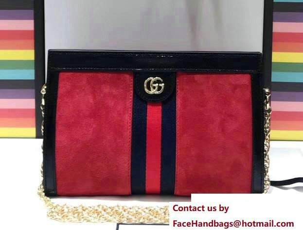 Gucci Structured Shape Ophidia GG Small Shoulder Bag 503877 Suede Red 2017