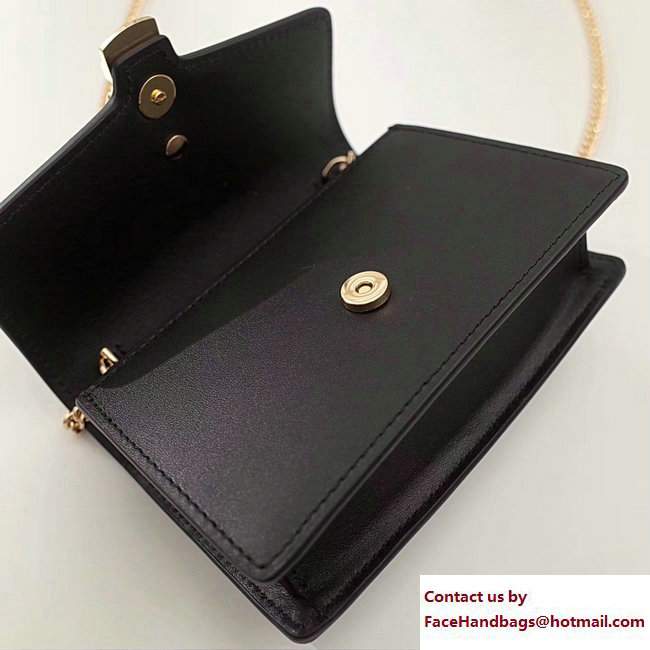 Gucci Sylvie Web Leather Mini Chain Bag 494646 Black 2018 - Click Image to Close