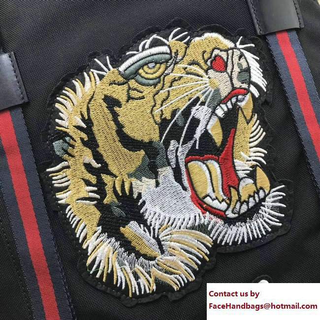 Gucci Techno Canvas Techpack Backpack Bag 429037 Embroidered Tiger And Flowers Black 2017