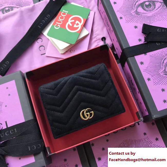 Gucci Velvet GG Marmont Card Case 466492 Black 2017 - Click Image to Close