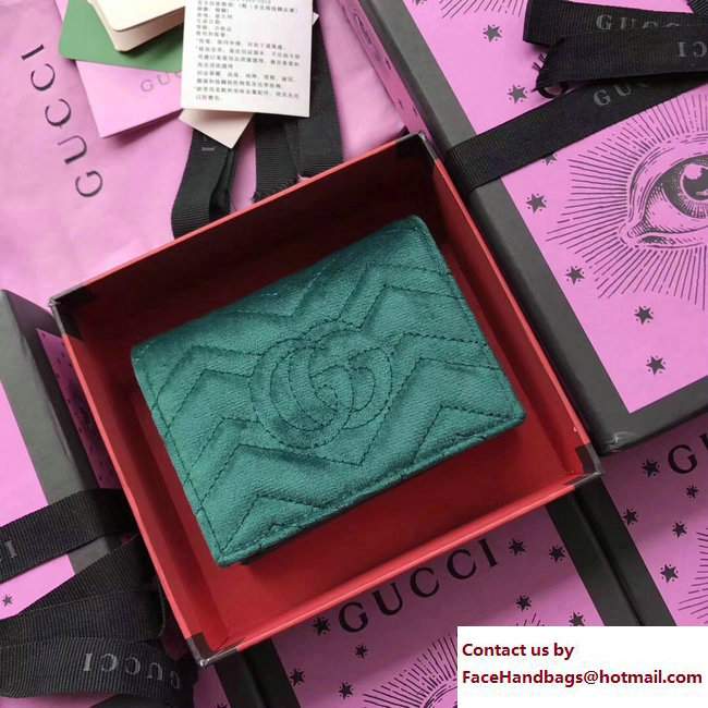 Gucci Velvet GG Marmont Card Case 466492 Green 2017 - Click Image to Close