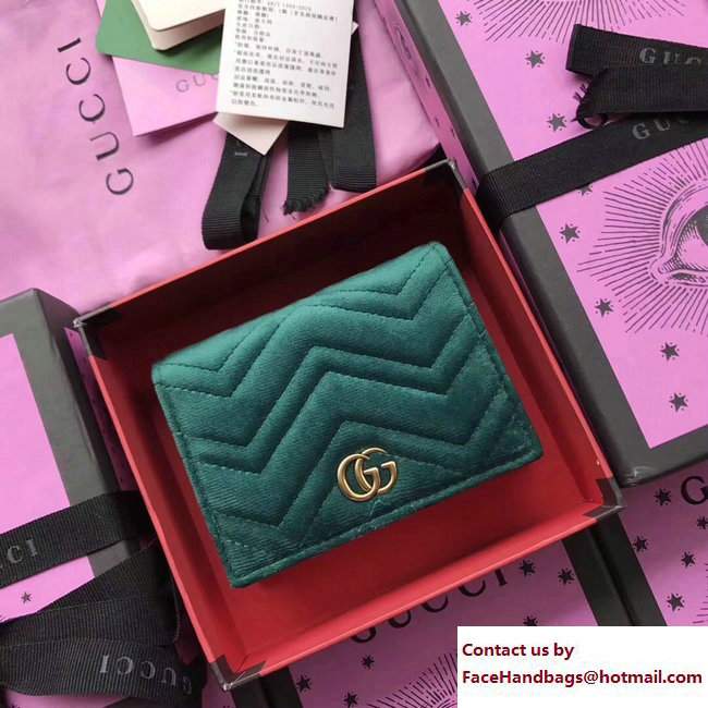 Gucci Velvet GG Marmont Card Case 466492 Green 2017 - Click Image to Close
