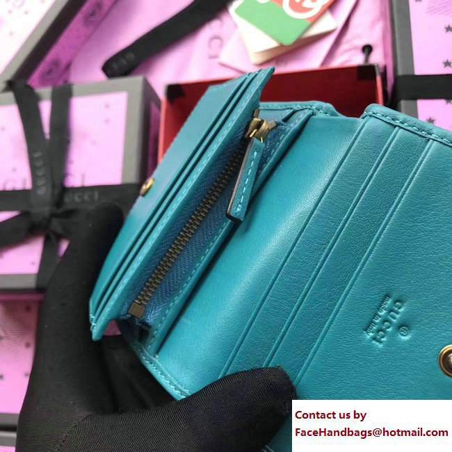 Gucci Velvet GG Marmont Card Case 466492 Turquoise 2017