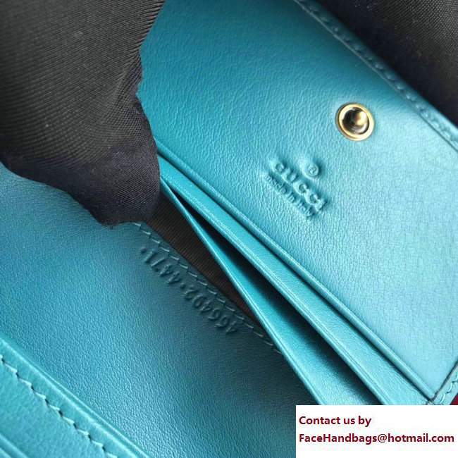 Gucci Velvet GG Marmont Card Case 466492 Turquoise 2017