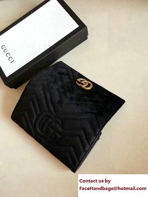 Gucci Velvet GG Marmont Matelasse Chevron Continental Wallet 443436 Black 2017 - Click Image to Close