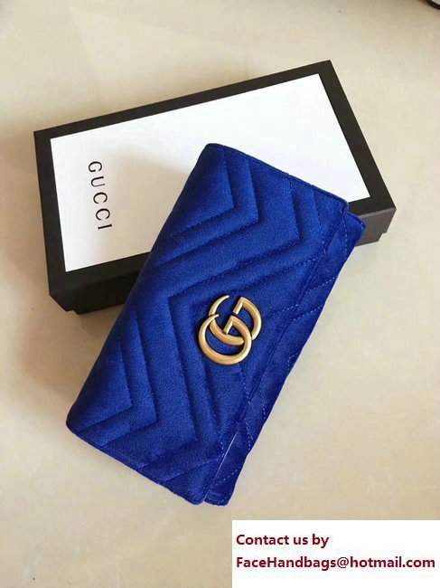 Gucci Velvet GG Marmont Matelasse Chevron Continental Wallet 443436 Blue 2017 - Click Image to Close