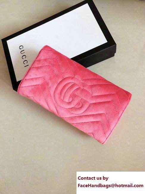 Gucci Velvet GG Marmont Matelasse Chevron Continental Wallet 443436 Pink 2017