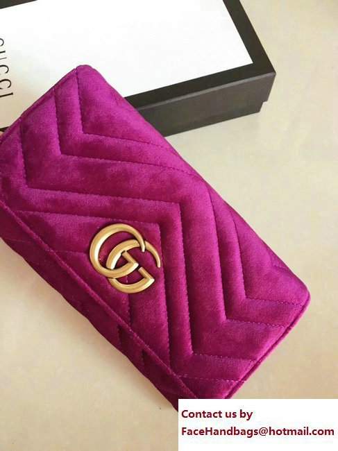 Gucci Velvet GG Marmont Matelasse Chevron Continental Wallet 443436 Purple 2017 - Click Image to Close