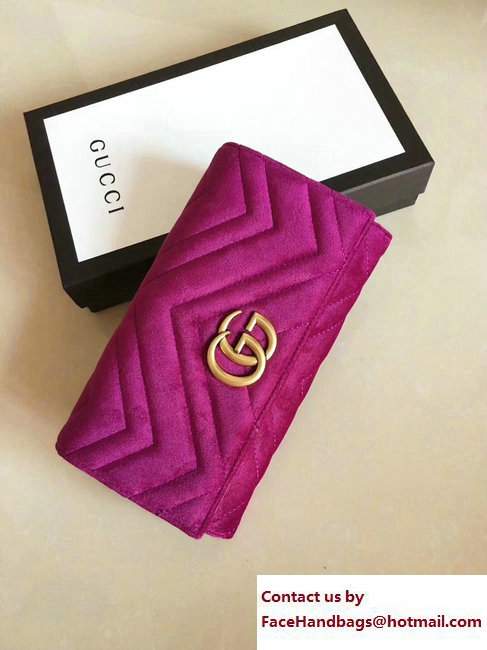 Gucci Velvet GG Marmont Matelasse Chevron Continental Wallet 443436 Purple 2017