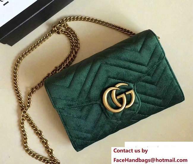 Gucci Velvet GG Marmont Matelasse Chevron Mini Bag 474575 Green 2017