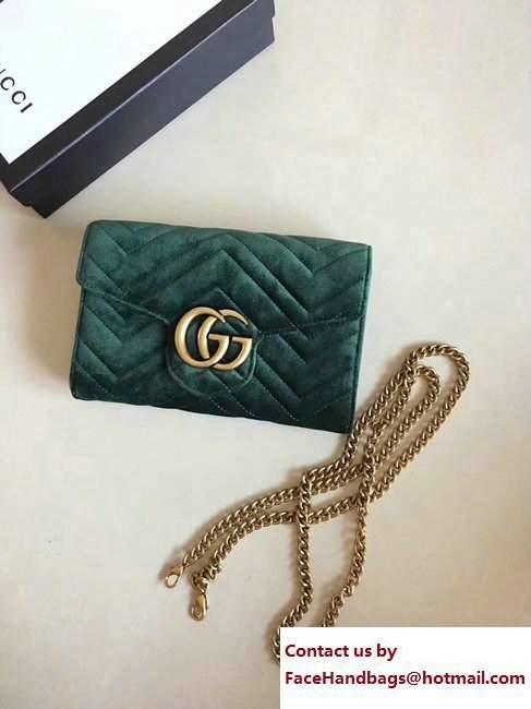 Gucci Velvet GG Marmont Matelasse Chevron Mini Bag 474575 Green 2017 - Click Image to Close