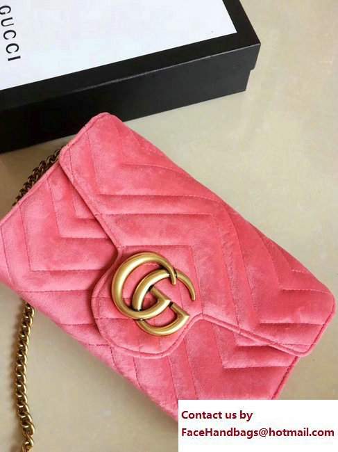 Gucci Velvet GG Marmont Matelasse Chevron Mini Bag 474575 Pink 2017 - Click Image to Close
