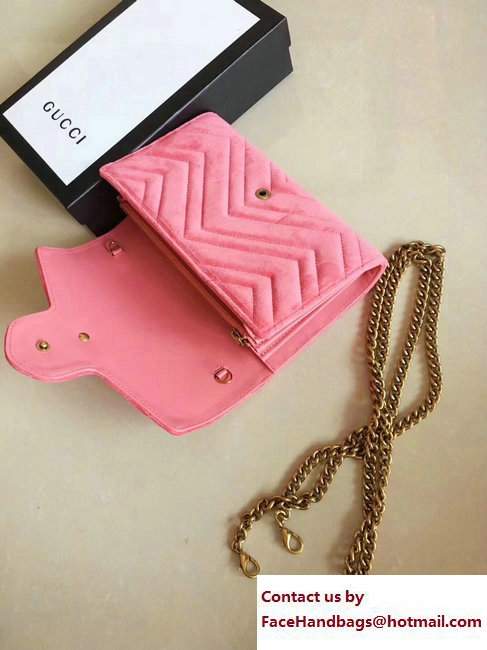 Gucci Velvet GG Marmont Matelasse Chevron Mini Bag 474575 Pink 2017