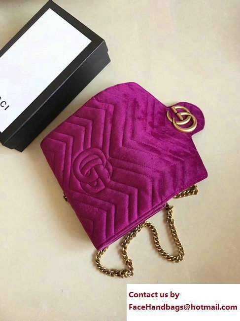 Gucci Velvet GG Marmont Matelasse Chevron Mini Bag 474575 Purple 2017 - Click Image to Close