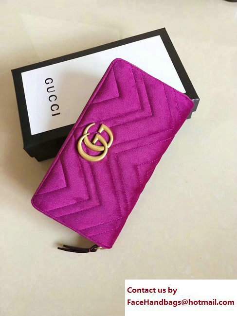 Gucci Velvet GG Marmont Matelasse Chevron Zip Wallet 443123 Purple 2017 - Click Image to Close
