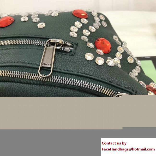 Gucci Web Leather Belt Bag Green With Crystals 484683 2018 - Click Image to Close