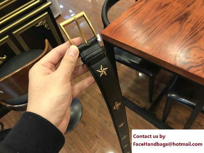Gucci Width 38mm Bees and Stars Leather Belt 495125 Black with Gold Hardware 2018 - Click Image to Close