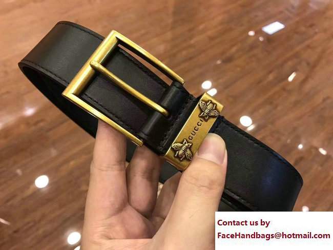 Gucci Width 38mm Leather Belt With Bees 495122 Black with Gold Hardware 2018 - Click Image to Close