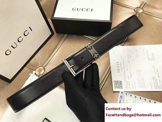 Gucci Width 38mm Leather Belt With Bees 495122 Black with Silver Hardware 2018 - Click Image to Close