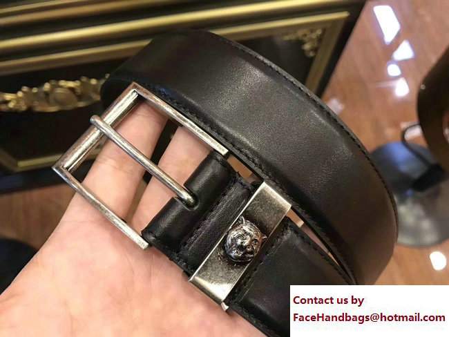 Gucci Width 38mm Leather Belt With Feline Head 495124 Black with Silver Hardware 2018 - Click Image to Close