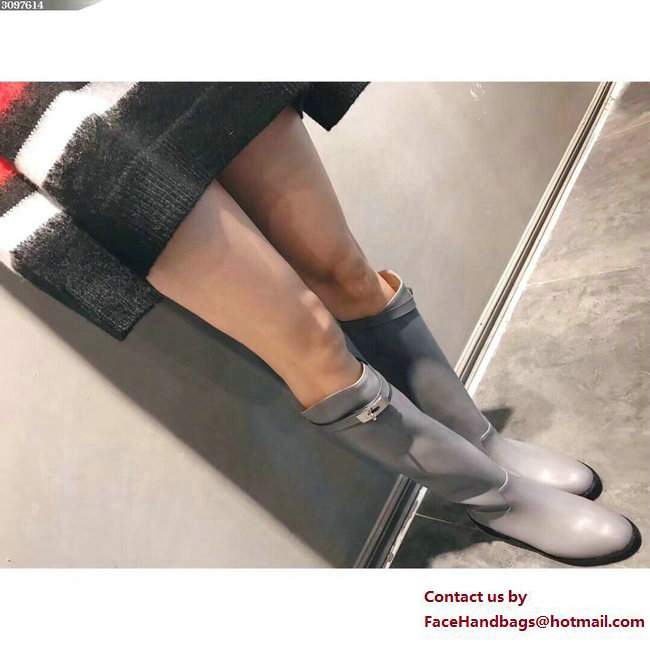Hermes Box Calfskin Kelly Strap Jumping Boots Gray - Click Image to Close