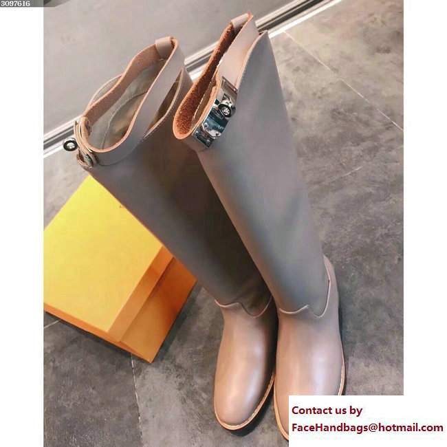 Hermes Box Calfskin Kelly Strap Jumping Boots Nude
