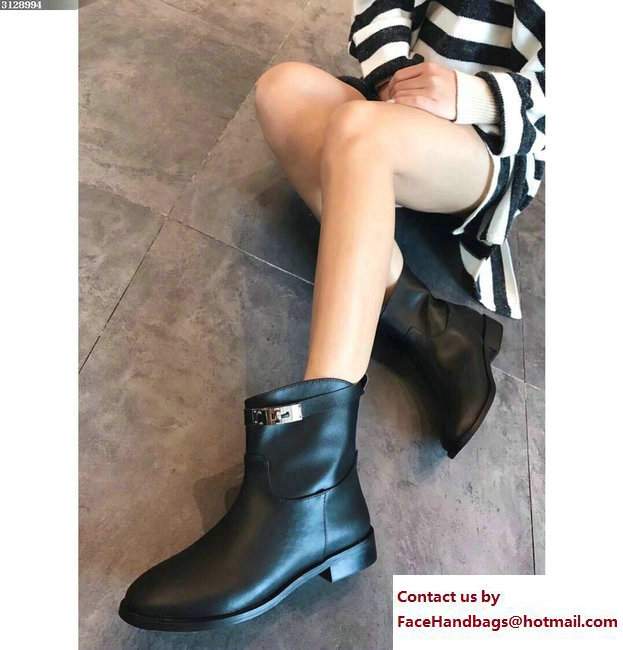 Hermes Calfskin Kelly Strap Neo Low Boots Black