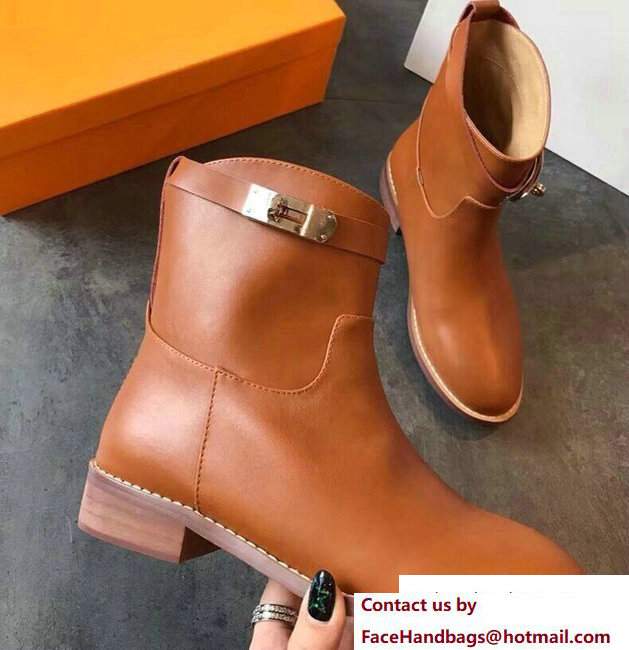 Hermes Calfskin Kelly Strap Neo Low Boots Caramel