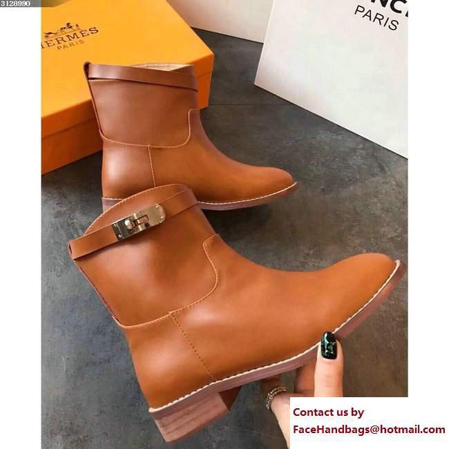Hermes Calfskin Kelly Strap Neo Low Boots Caramel - Click Image to Close