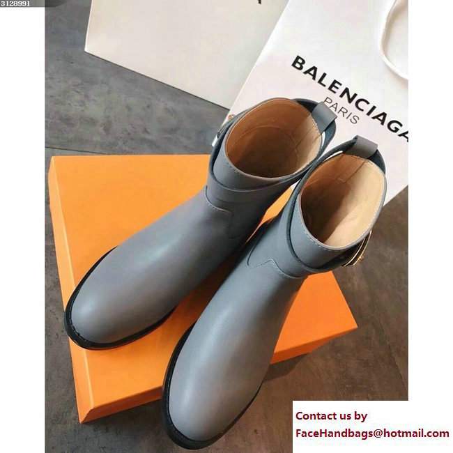 Hermes Calfskin Kelly Strap Neo Low Boots Gray