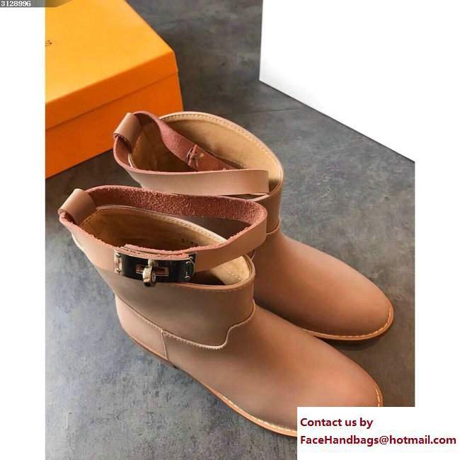 Hermes Calfskin Kelly Strap Neo Low Boots Nude