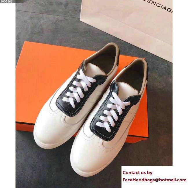 Hermes Calfskin Quicker Sneakers White/Black 2018