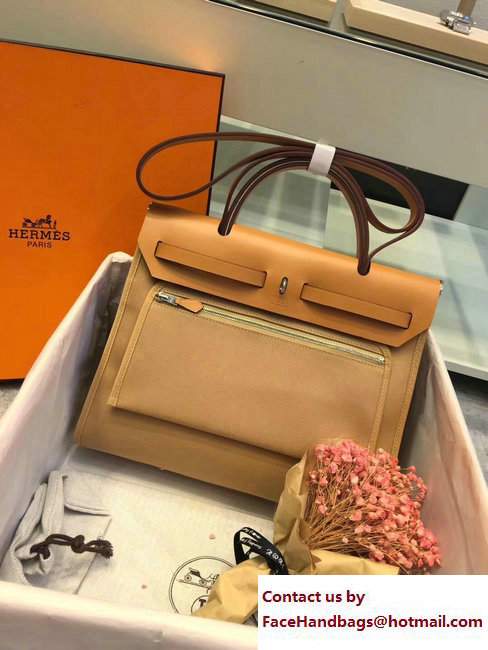 Hermes Canvas And Leather Herbag Zip 31 Bag Beige/Khaki - Click Image to Close