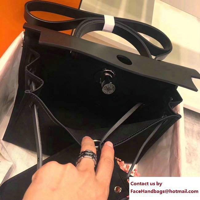 Hermes Canvas And Leather Herbag Zip 31 Bag Black - Click Image to Close