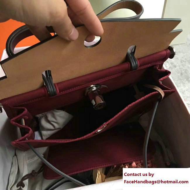 Hermes Canvas And Leather Herbag Zip 31 Bag Burgundy/Brown - Click Image to Close