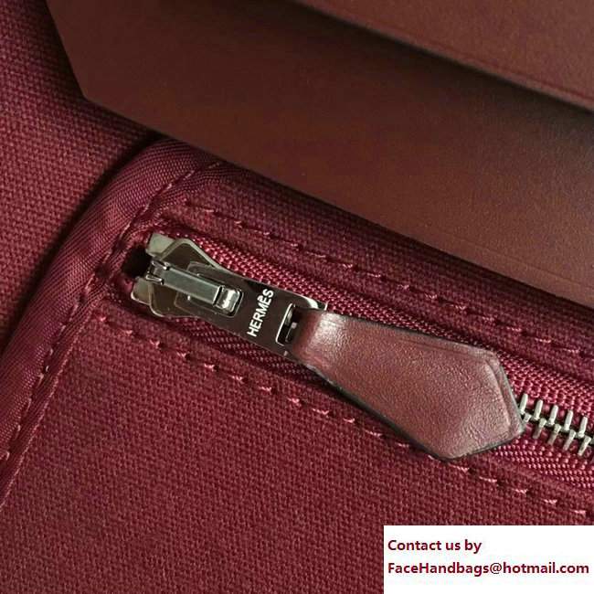 Hermes Canvas And Leather Herbag Zip 31 Bag Burgundy/Brown - Click Image to Close