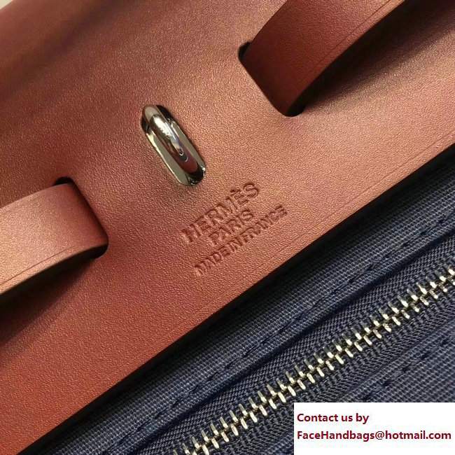 Hermes Canvas And Leather Herbag Zip 31 Bag Dark Blue/Burgundy - Click Image to Close